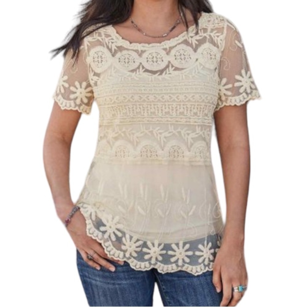 Elegant Cream Lace Top